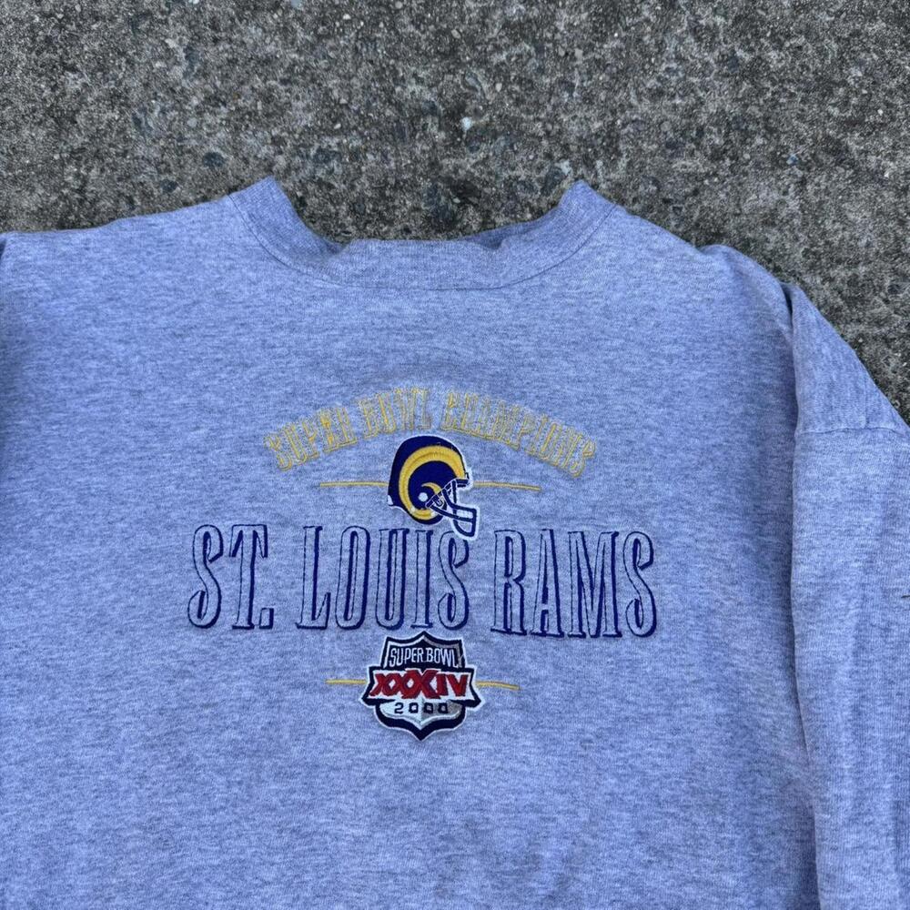 Vintage 2000 Beautiful St Louis Rams Super Bowl grey sweatshirt size large - Picture 2 of 4